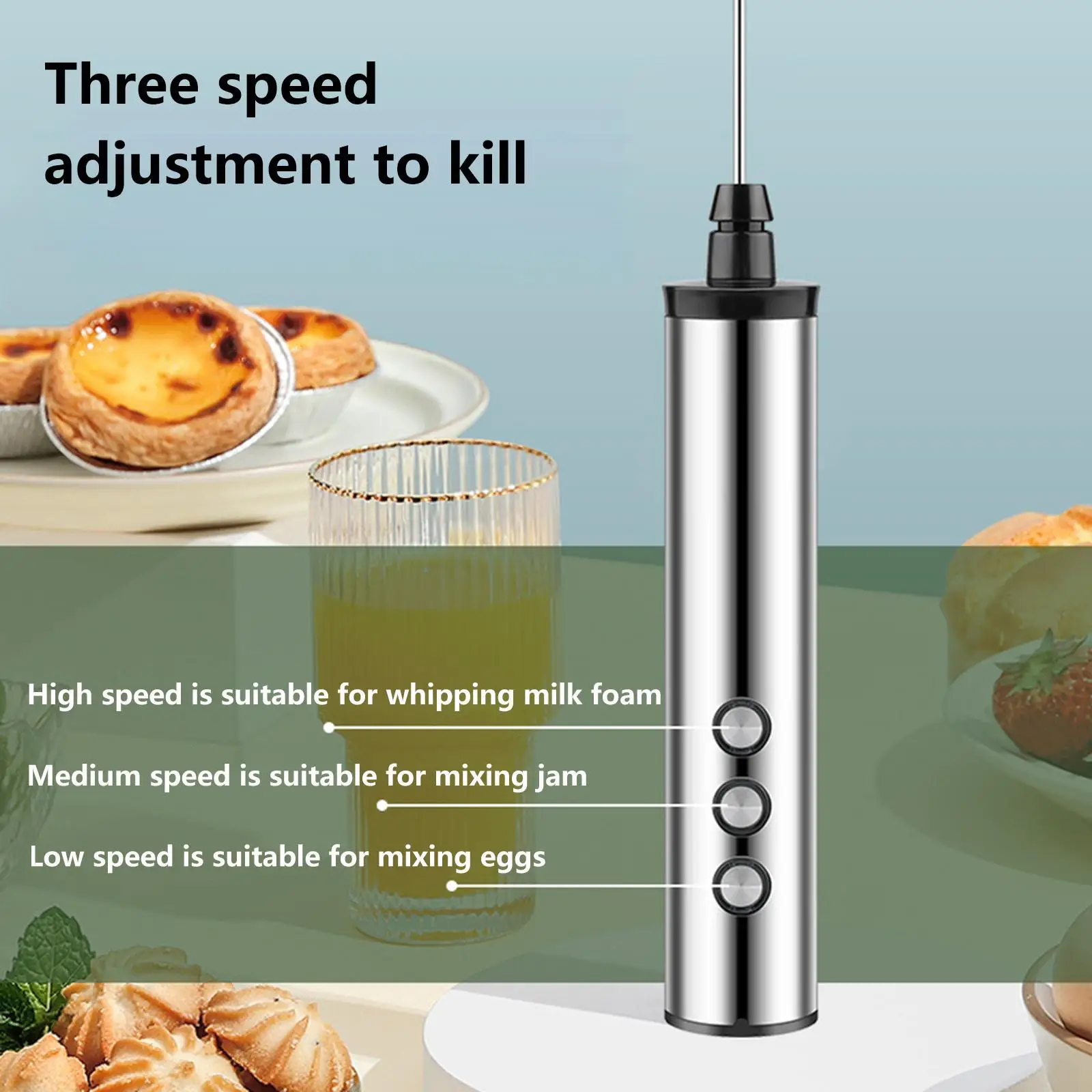 Handheld Milk Frother Egg Beater Mixer Blender for Frappe matcha