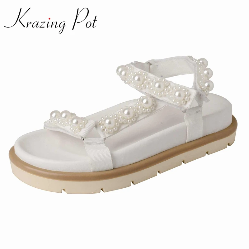 

Босоножки Krazing Pot из лакированной кожи на толстой платформе, Повседневная модная классическая летняя обувь для отдыха, для молодых девушек, ...