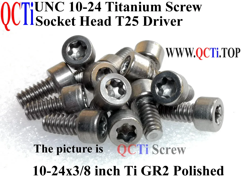 

Титановый шуруп 10-24x1/4 10-24x5/16 10-24x3/8, отвертка с головкой Torx T25, Ti GR2, полированная, 10 шт.