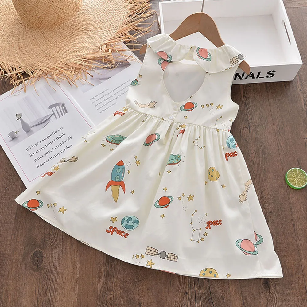 

Детская одежда с мультяшным принтом, повседневные летние платья для девочек, новинка 2022, модные костюмы принцессы для маленьких детей, вече...