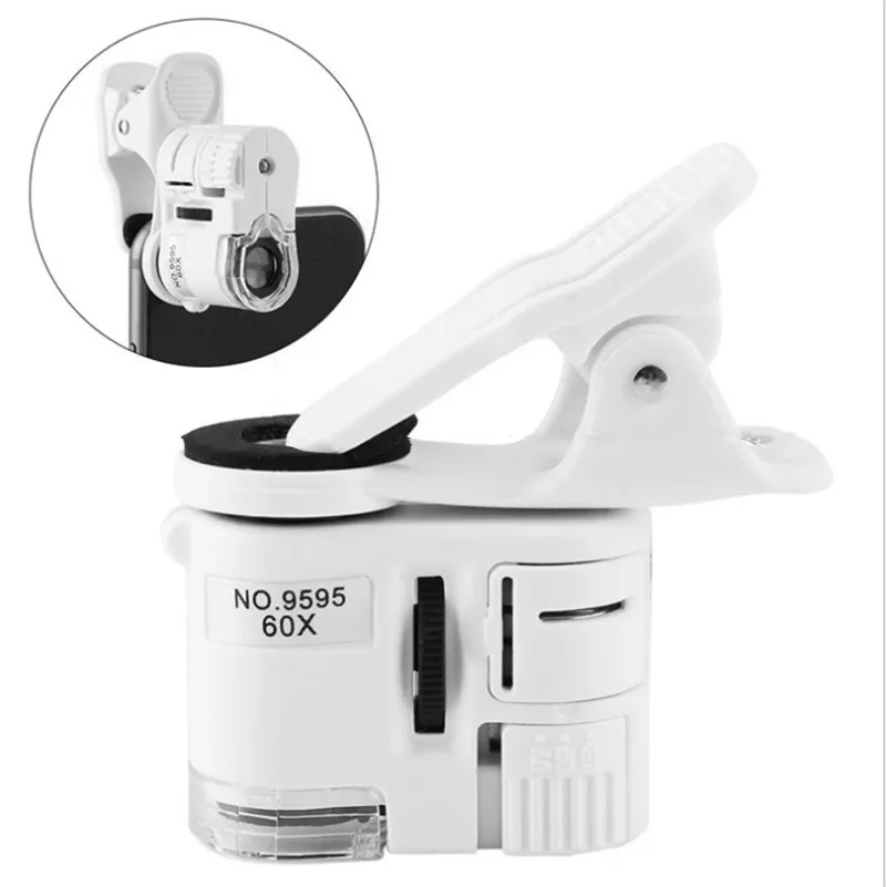 

Kids Educational Toys 60 Times Biology Microscope Portable Mobile Phone Magnifying Glass High Magnification with Clip