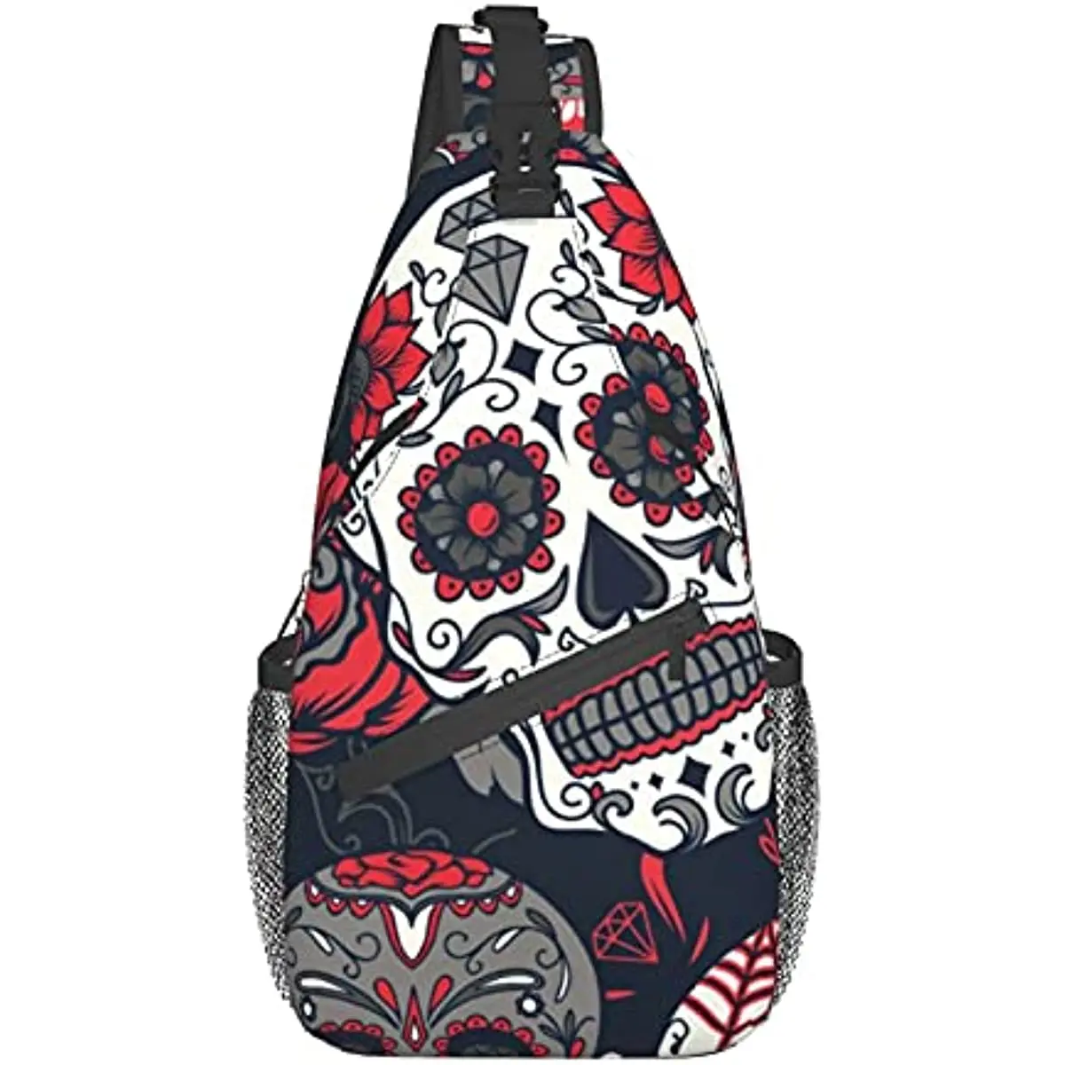 

Day Dead Colorful Sugar Skull Floral Sling Backpack Chest Bag Waterproof Crossbody Shoulder Bag, Lightweight Hiking Daypack