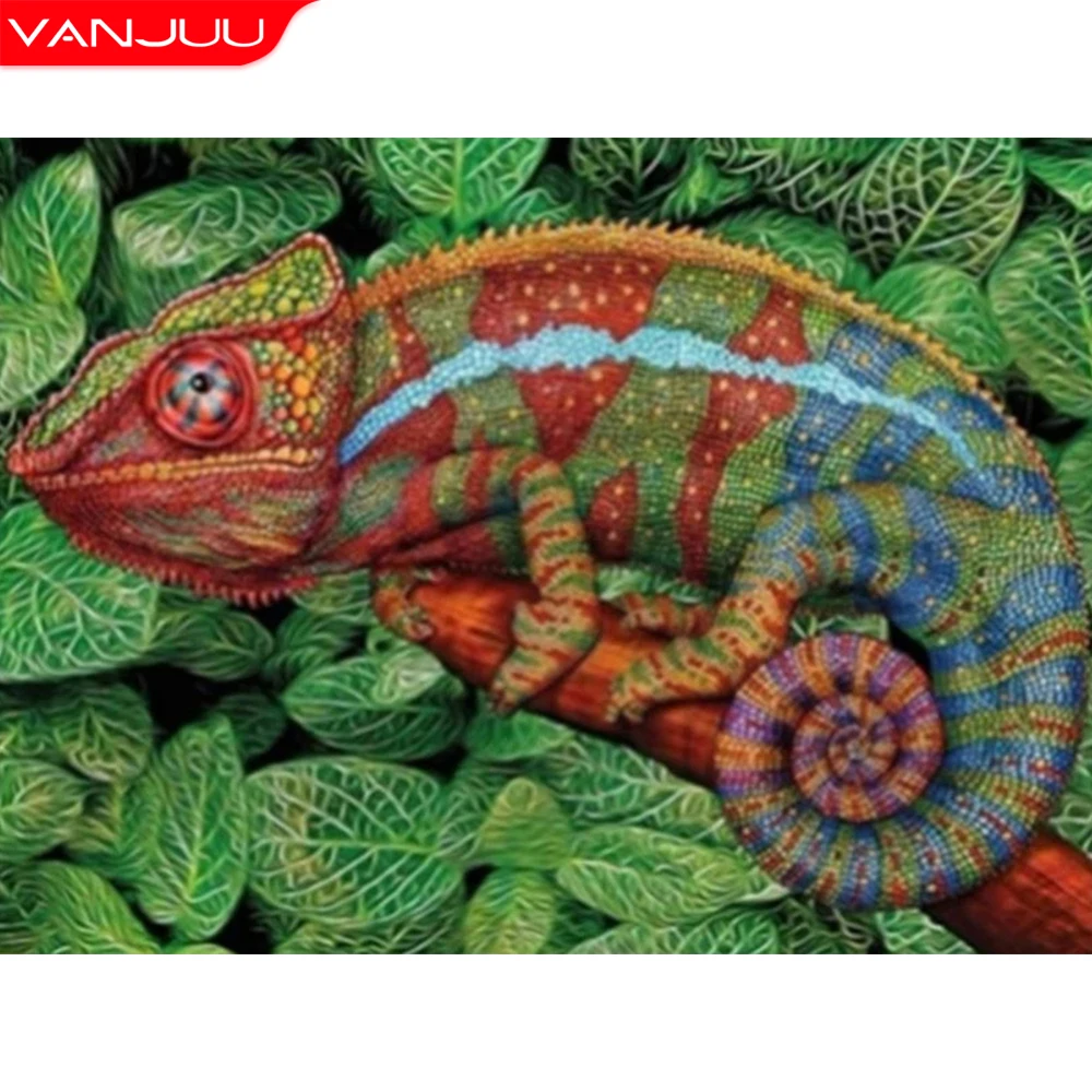 

Алмазная живопись «Хамелеон», алмазная вышивка 5D, искусство «сделай сам», картина, полная круглая/квадратная мозаика, искусство