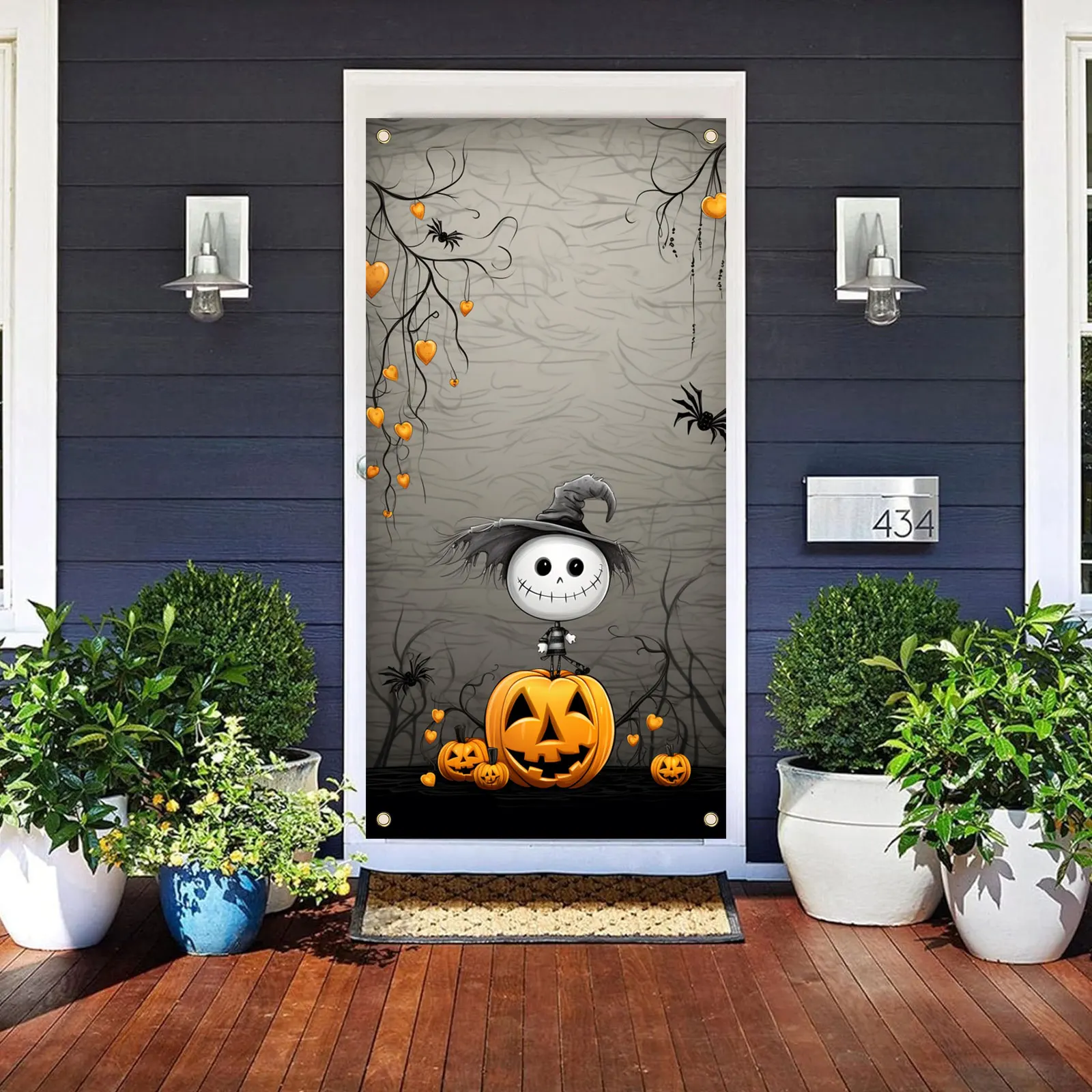 70 × 35 дюймов Хэллоуин искусственная тыква паук декоративный баннер