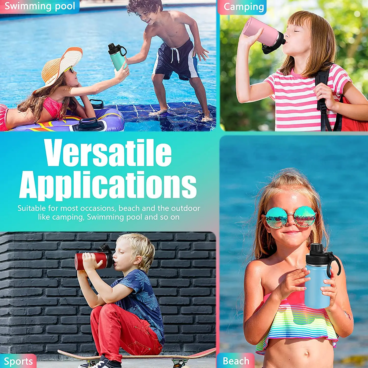 Детская бутылка для воды 12 унций изолированная нержавеющая сталь школьная с