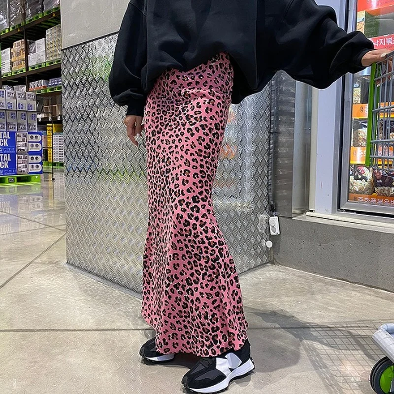 

Vintage Slim Elastic High Waist Wrap Hip Pink Leopard Mermaid Skirts Women Faldas Mujer Moda Korean Fashion Clothes Wild