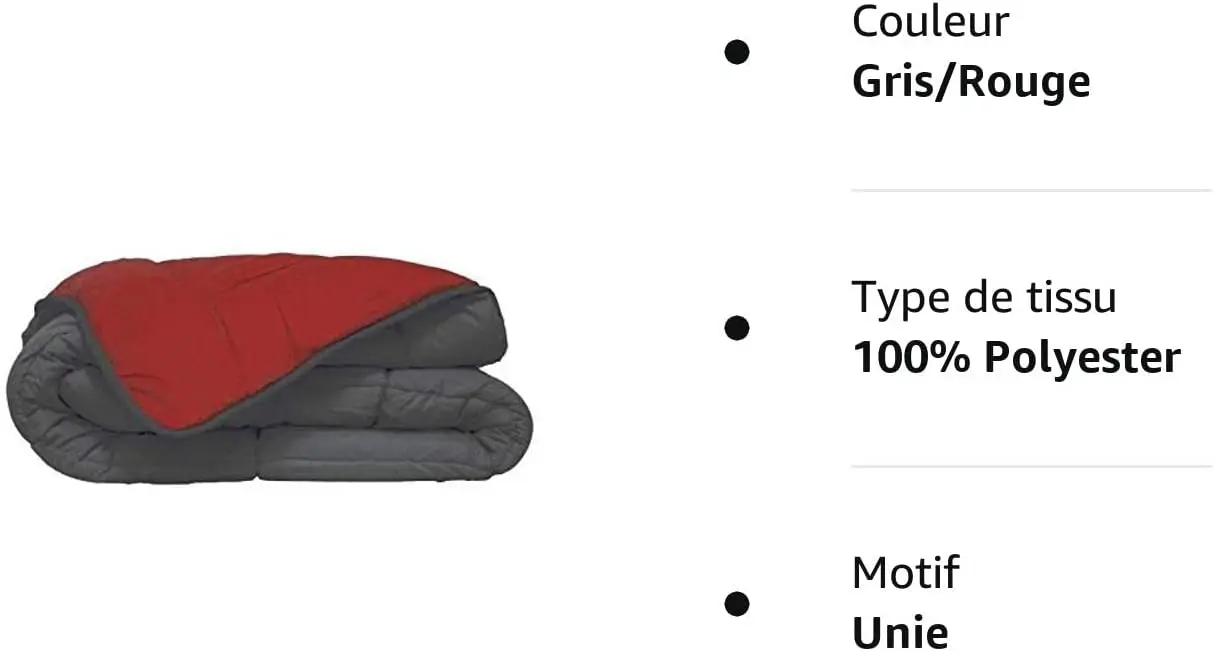 

Couette bicolore Gris/Rouge 140 x 200 cm - - Gamme CALGARY