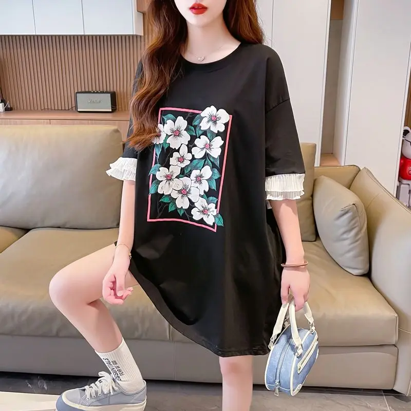 Футболка женская с коротким рукавом свободная однотонная Модная рубашка