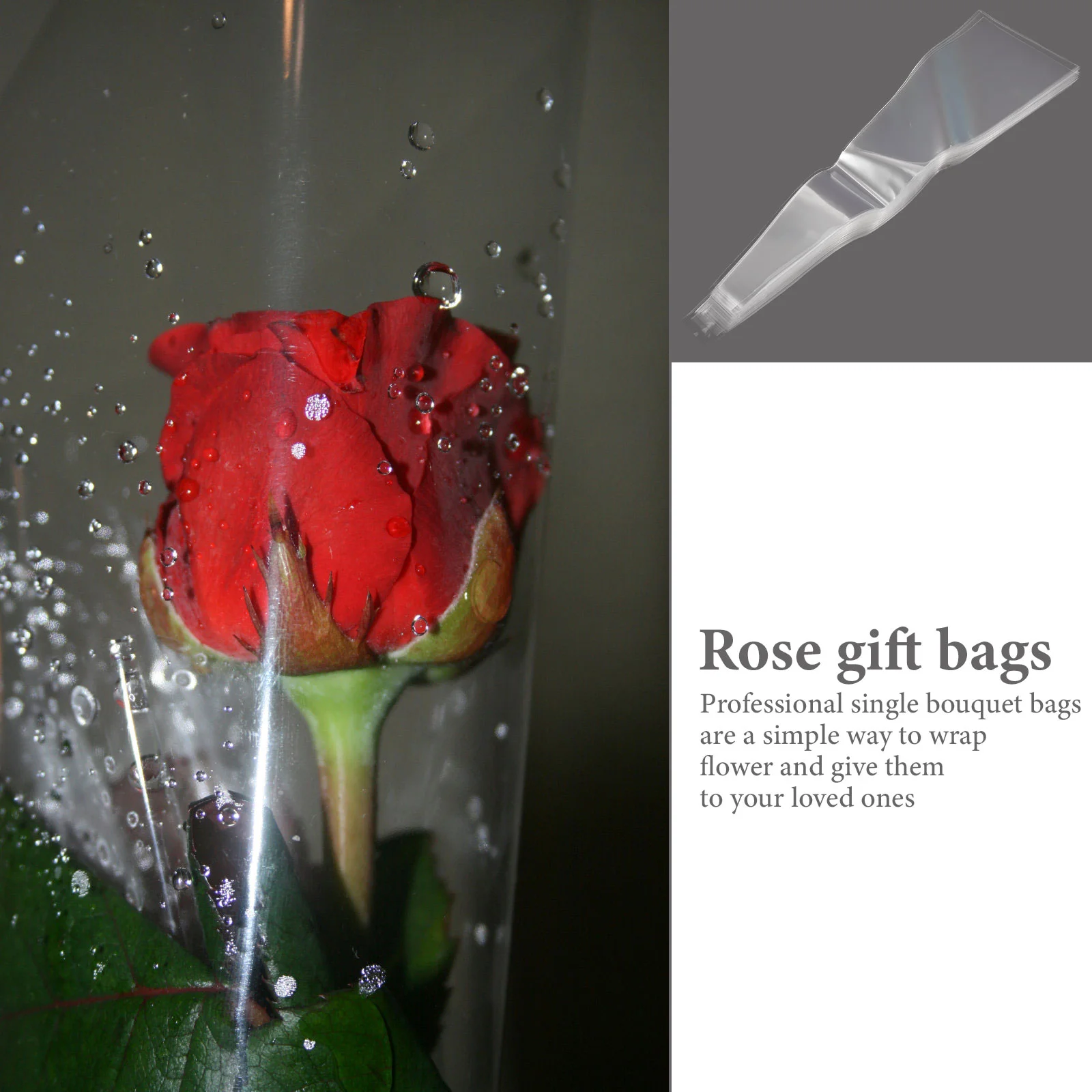 100 шт. Цветочный подарочный пакет сумки с одним рукавом розы упаковка для