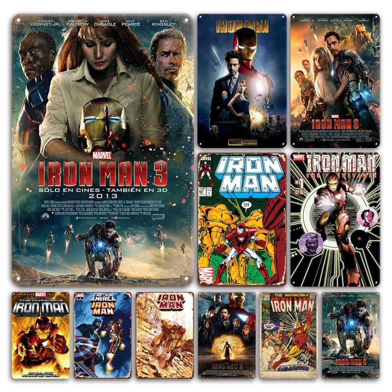 Винтажные художественные плакаты &quotЖелезный человек&quot металлическая