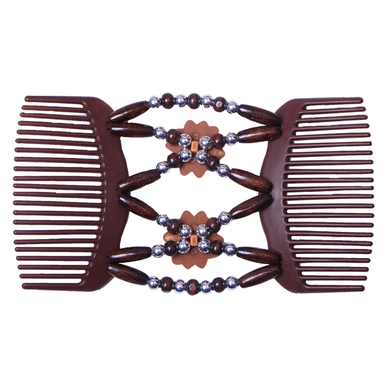 1 шт. расческа для волос растягивающаяся двойная заколка с бусинами эластичная