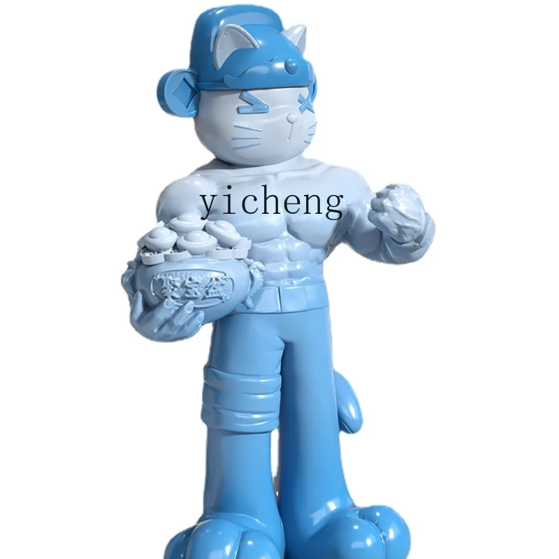 

YY Muscle God of Wealth Cat Large Fortune Floor Ornaments Gym Gift