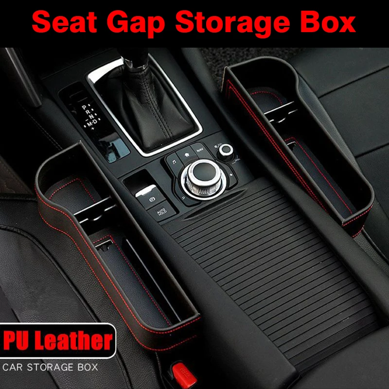 

Black Left/Right Universal Pair Passenger Driver Side Car Seat Gap Storage Box for Pocket Organizer Phone Holders Black