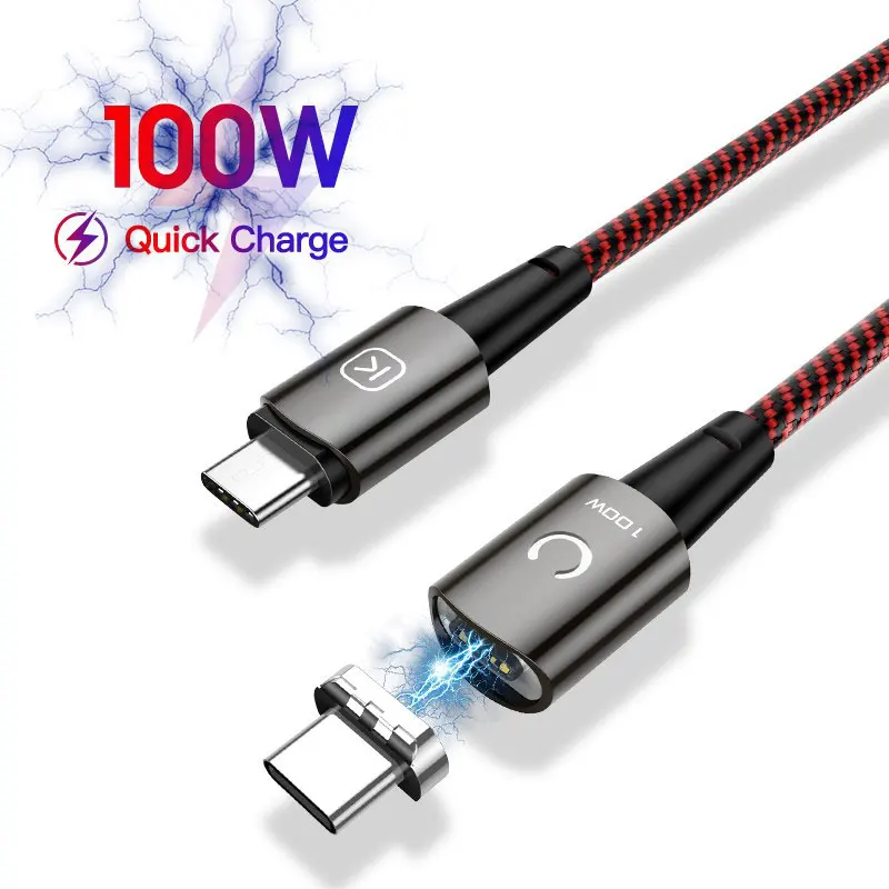 

KUULAA 100 Вт USB C к USB Type C кабель для телефона Huawei P40 светодиодный магнитный PD кабель для быстрой зарядки для MacBook USB C кабель