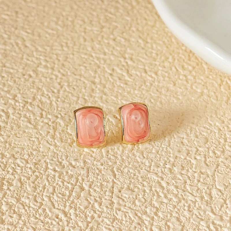 Новые модные квадратные эмалированные серьги-гвоздики для женщин и девочек