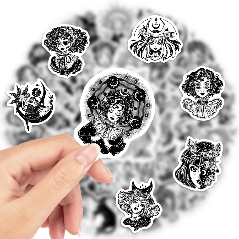 Фэнтезийные темно-готические наклейки ведьмы черно-белые игрушки сделай сам