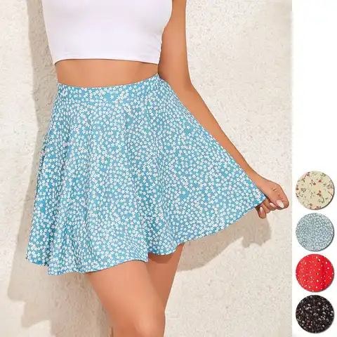 2023 new women's floral skirt high waist umbrella skirt invisible zipper chiffon printed skirt women