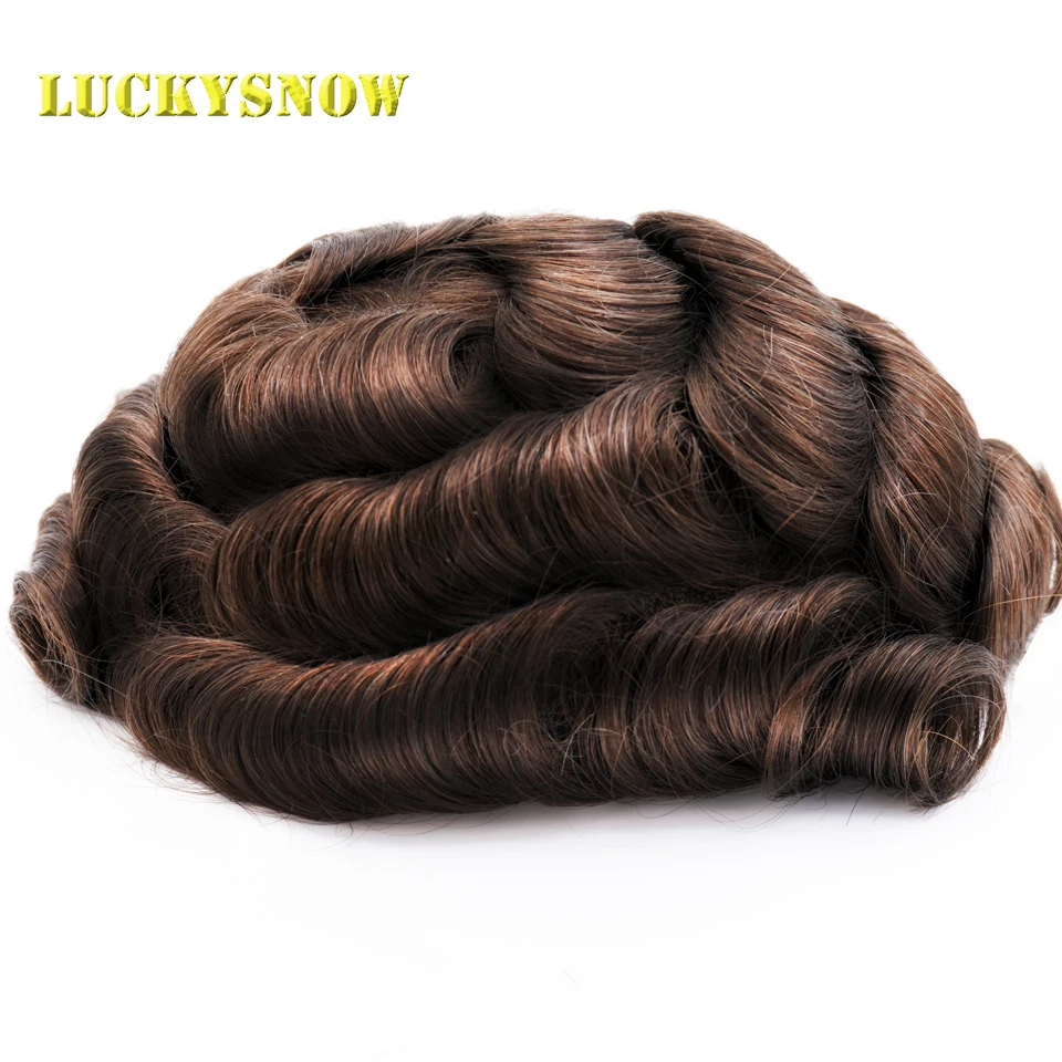 Hair Nature Toupee for Men, Mens Hair Pieces, Human Hair Replacement System Hairstyles, 0.03mm PU Thin Skin V-looped 3#Color