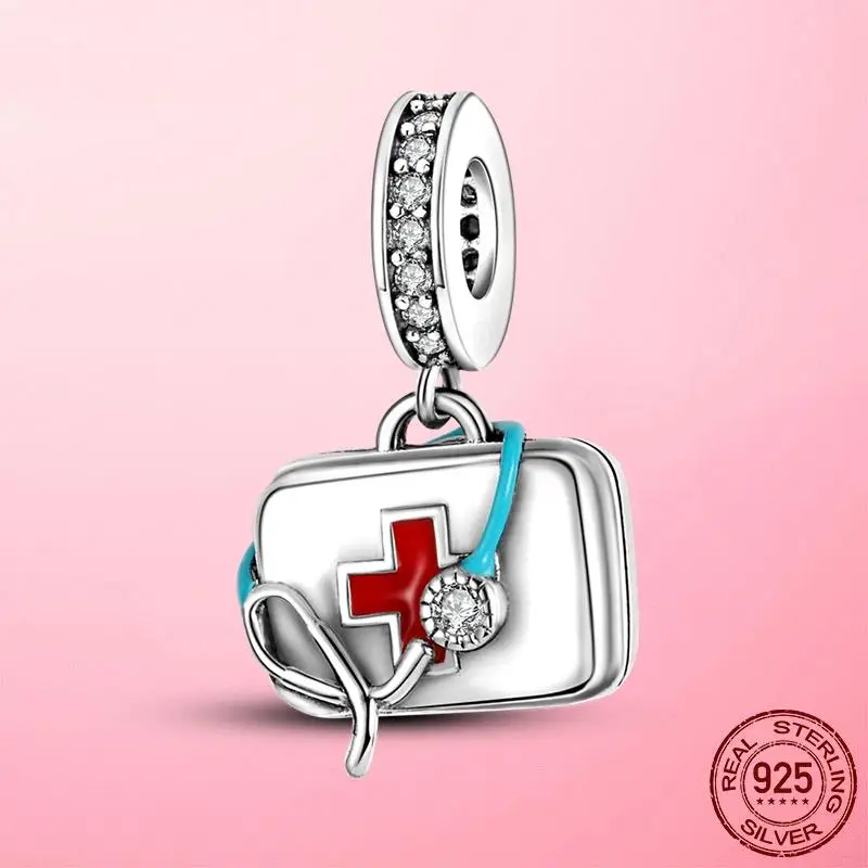 

Medicine Cabinet Stethoscope Charm Pendant 925 Silver Original Beads fit Pandora Bracelet DIY Fine Jewelry Making