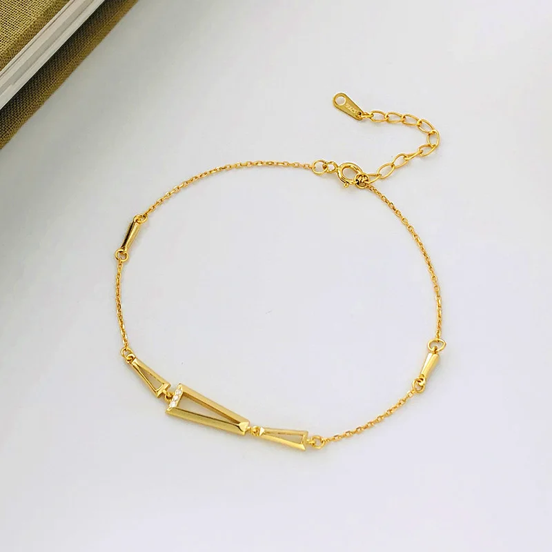 

Geometric Bracelets 925 Sterling Silver Metal Chain Fine Jewelry Party Birthday Gift Trendy Elegant Simple Hollow Women
