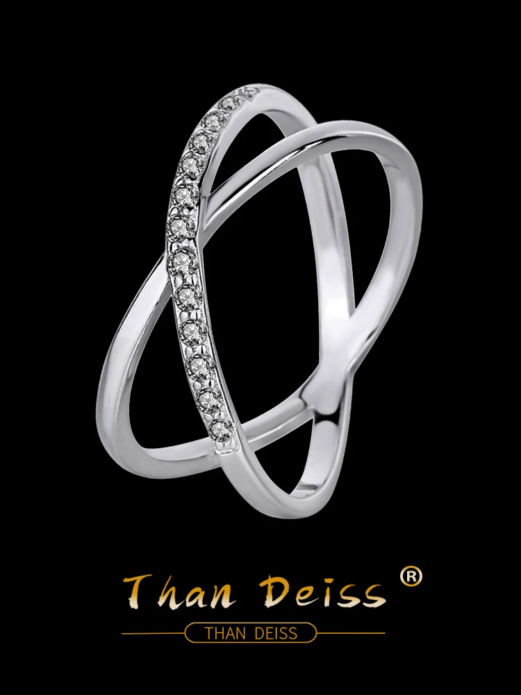 Модный простой набор двойных колец в европейском и американском стиле из серебра