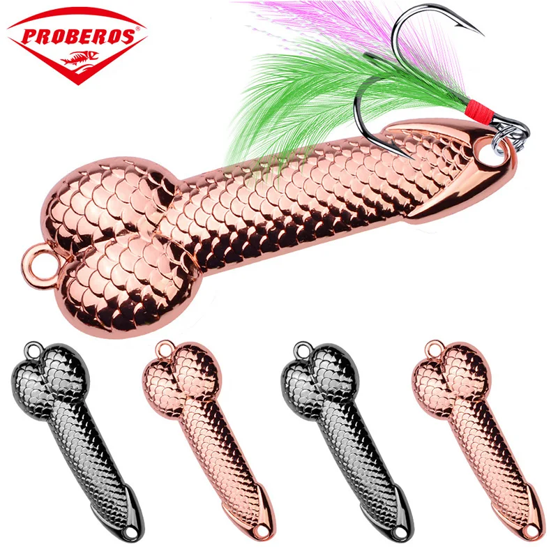 

1pcs High Quality Metal Spoon Lure 3g -36g Rose Gold Metal Sequins with Feather Hard Lure For Bass Pike Carp Fishing