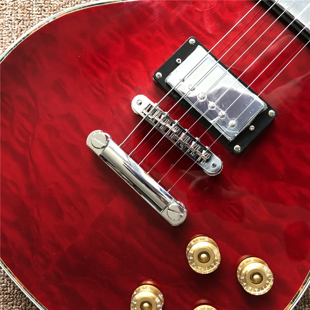 Новое поступление красная электрическая гитара с черным грифом и красочным