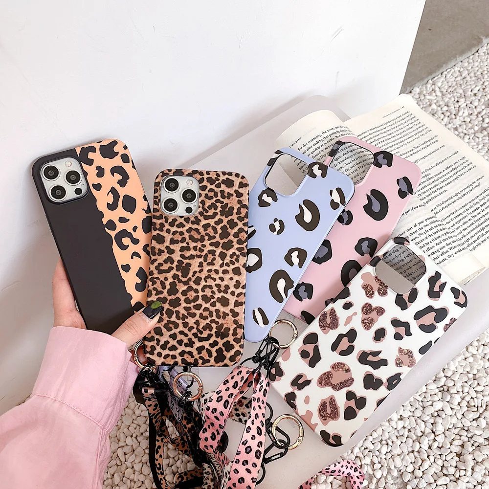 

Leopard Print Keyring S9 10 20 21 22 Samsung Diagonal Span Lanyard S9 10 20 21 22Plus Fe Soft IMD Anti-fall mobile phone case