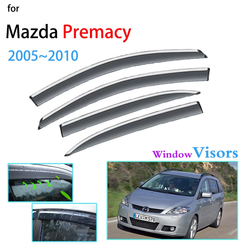 Windows Visors for Mazda Premacy CR 2005~2010 Mazda5 Ford i-Max Wind Deflector Anti-rain Sun Guard Car Accessories Awning Trim