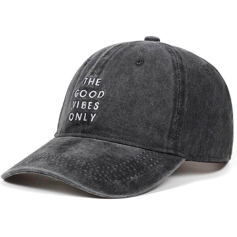 

Washed New THE GOOD VIBES ONLY Dad Hat Men Women Cotton Baseball Cap Bone Snapback Golf Cap Hats Bone Garros Wholesale