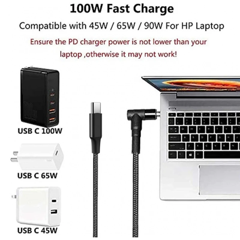 UsbC TypeC к DC4 5x3 0 мм PD100W Триггеры Кабель питания Конвертер Линейный адаптер для