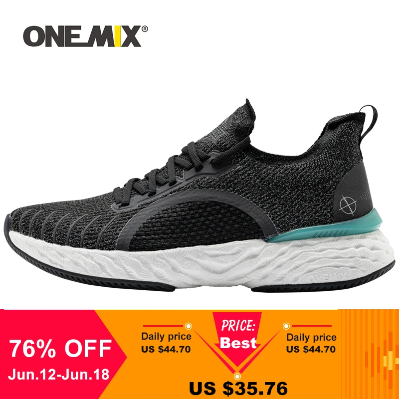 ONEMIX Breathable Mesh Sneakers for Men Cushioning Motion Control Male Sports Running Shoes Light Foam Marathon Racing Shoes