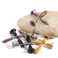 oocyspoo punk style stainless steel 6 colors stud earrings men women ear jewelry rock gothic unisex piercing earring wholesale