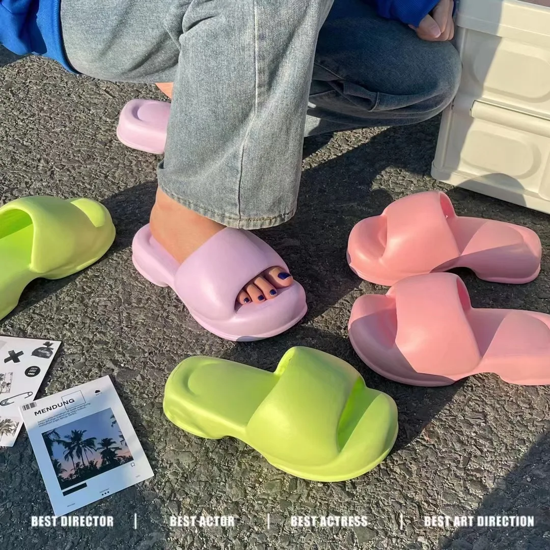 

Summer Candy Colour Slippers Women 2023 Sandals Casual Beach Shoes Soft Bottom Slides Thick Platform EVA Anti-Slip Home Slipper