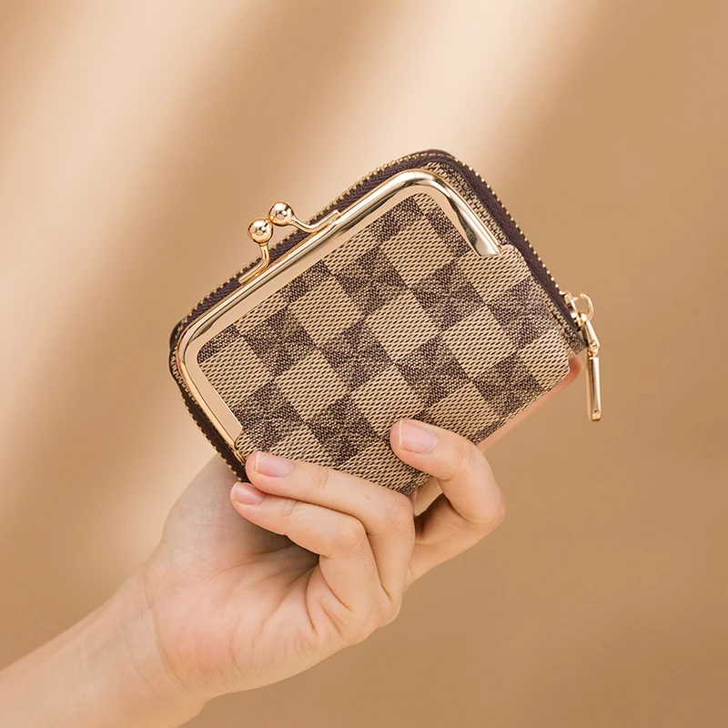 Wallet For Women And Men 2023 Purse Clutch Bags Plaid Small High Quality Leather Money Coin Card Holder Luxury Designer Handbags