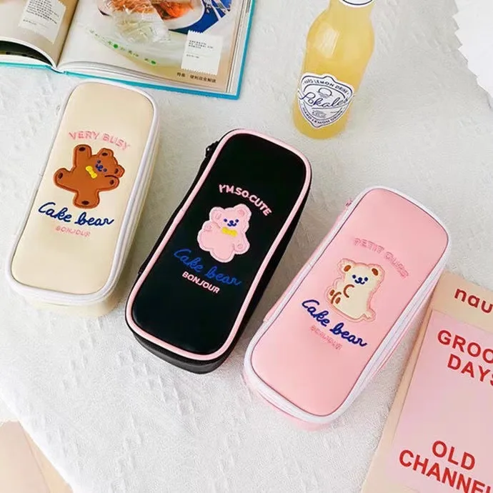 

Cute Pencil Bag Pencil Case Pencil Box Large-capacity Pink Bear Bags Storage Stationery for Students Girls Boys School Office