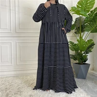 wepbel hooded abaya womens dress robe islamic clothing muslim hijab abaya middle east arab striped lace up big swing caftan