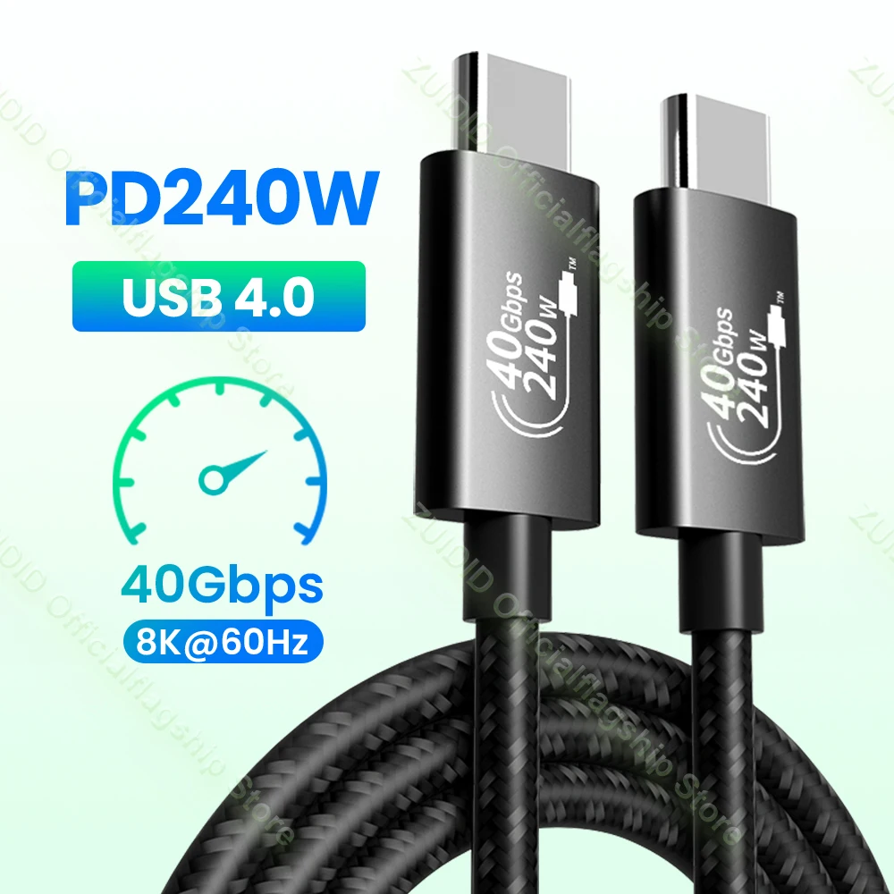 

240W USB4.0 40Gbps Type C to C Cable PD3.1 Blazing-Fast Charging Cable 8K@60Hz for PS5 Nintendo Switch Galaxy S22 MacBook Pro