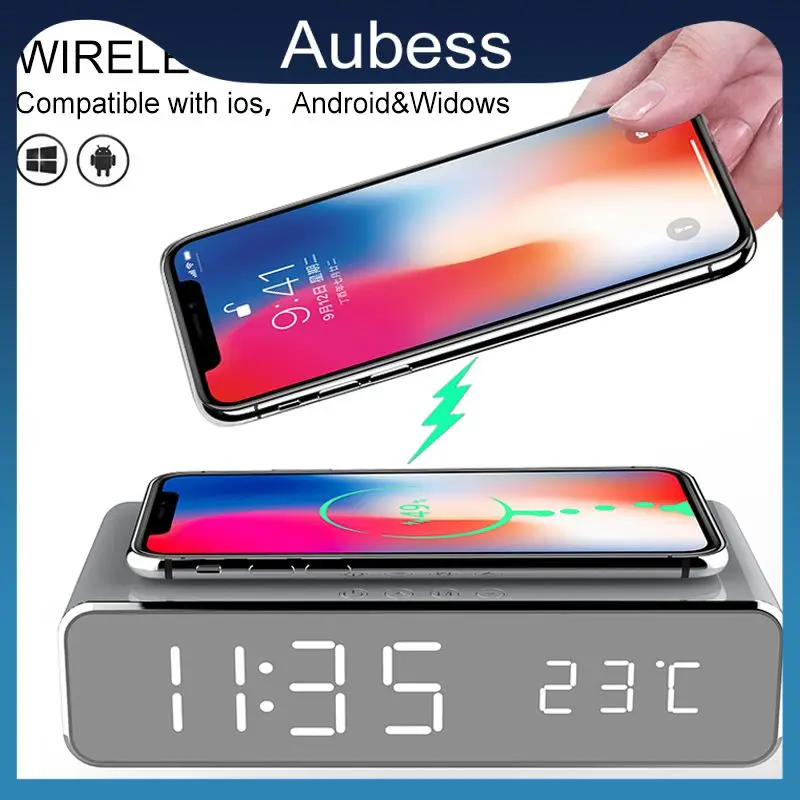 

Wireless Charger Qi Wireless Charger Digital Electric Alarm Clock Led Portable Despertador Thermometer Clock Smart Home Desktop