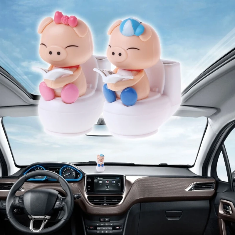 Свинка на солнечной батарее сидящая унитазе украшение для автомобиля детская