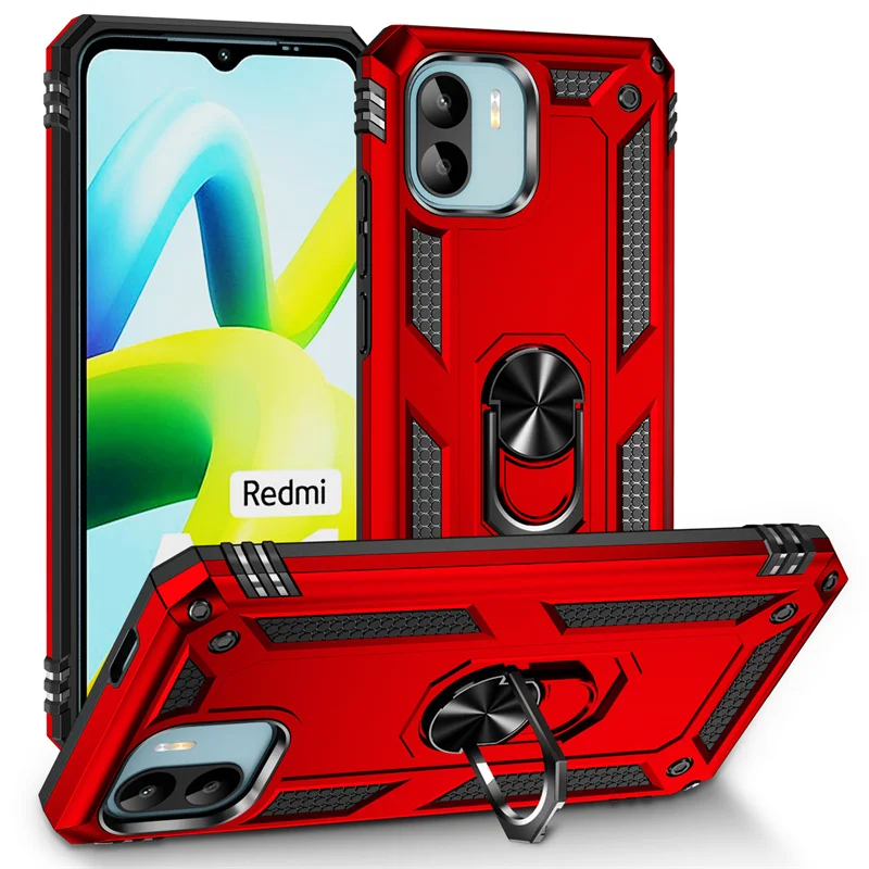 

For Xiaomi Redmi A1 Case Car Magnetic Ring Holder Armor Phone Cases For Redmi A 1 RedmiA1 220733SI 6.52" Kickstand Back Cover