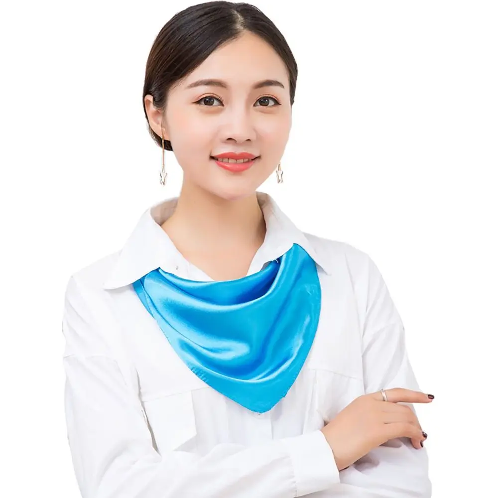 

60*60cm Silk Scarf Luxurious Solid Item Color Imitation Silk Neck Wrap Neckerchief Workers