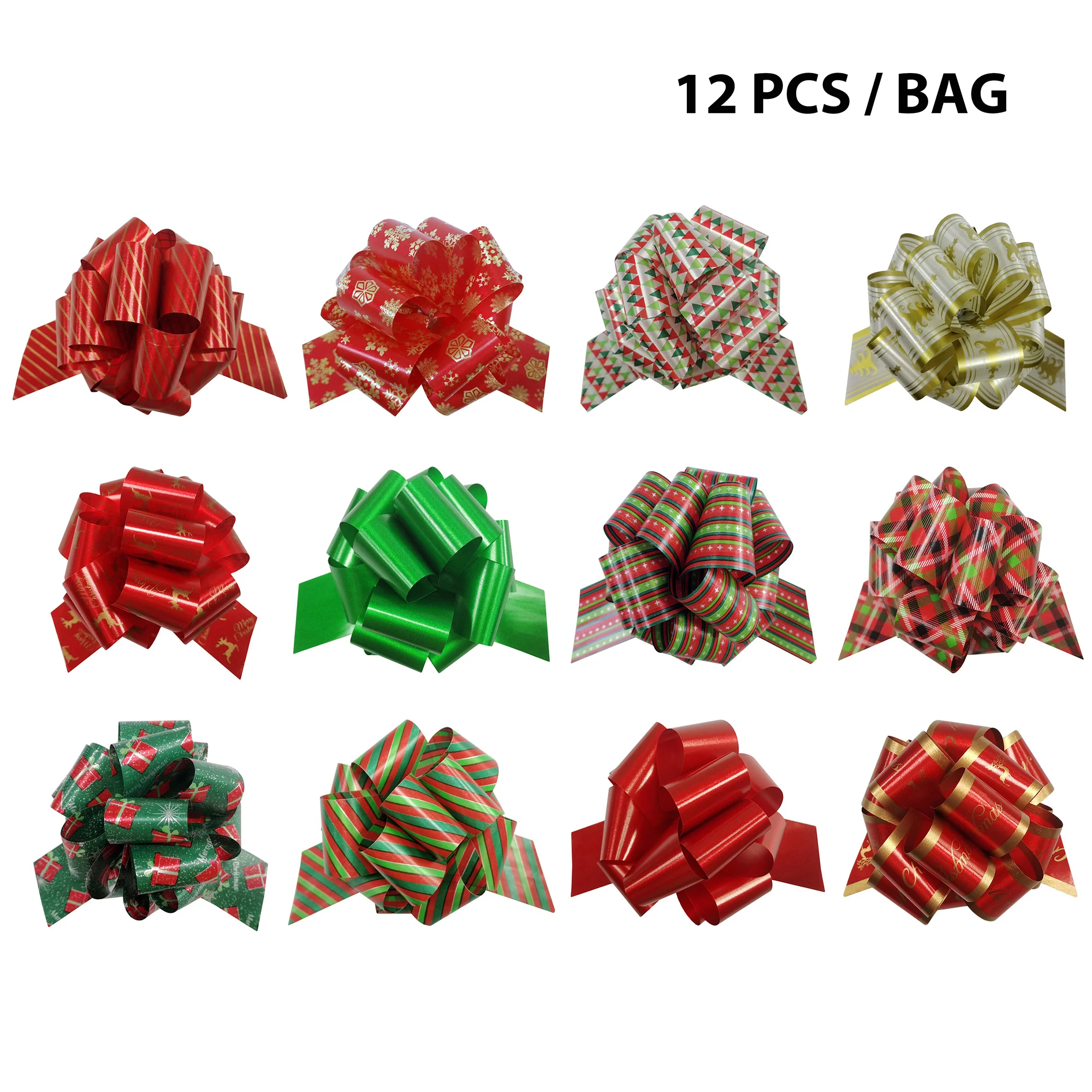 Рождественские банты из пластика 4,5 дюйма 12 шт