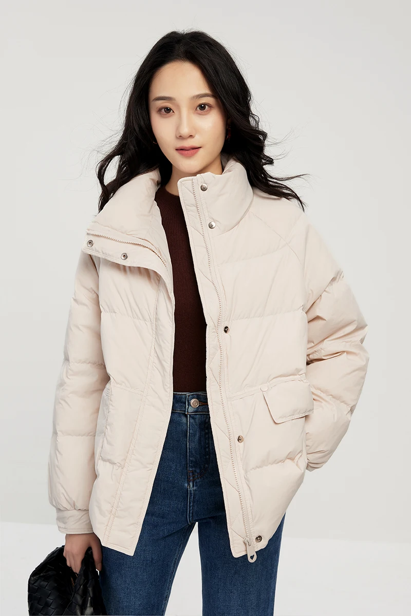 High-quality 90%  White Duck Down Jacket Women  Casual  Autumn/Winter  Casaco Feminino  Wide-waisted  Zipper Thin Coat