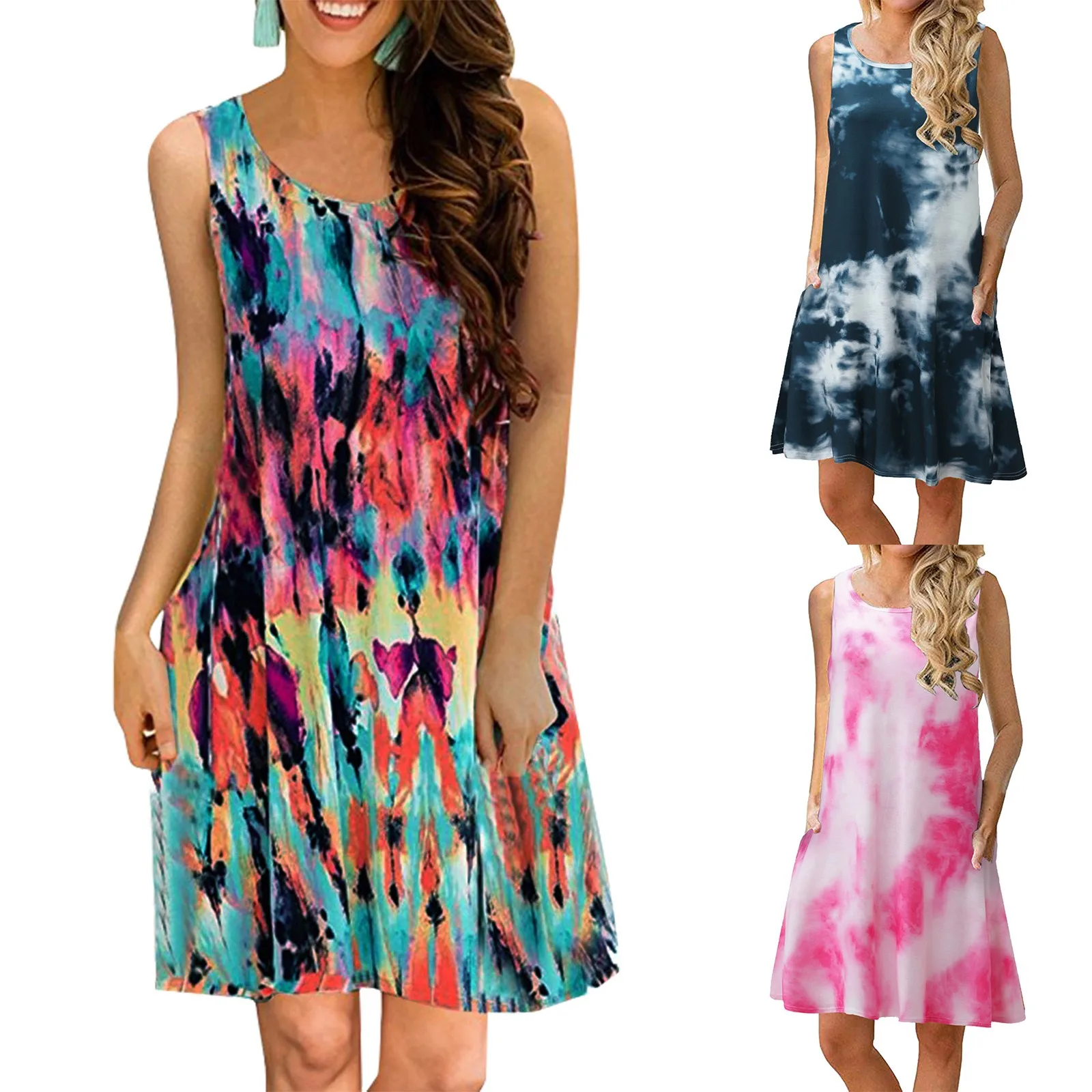 

Женское платье без рукавов, с цветочным принтом