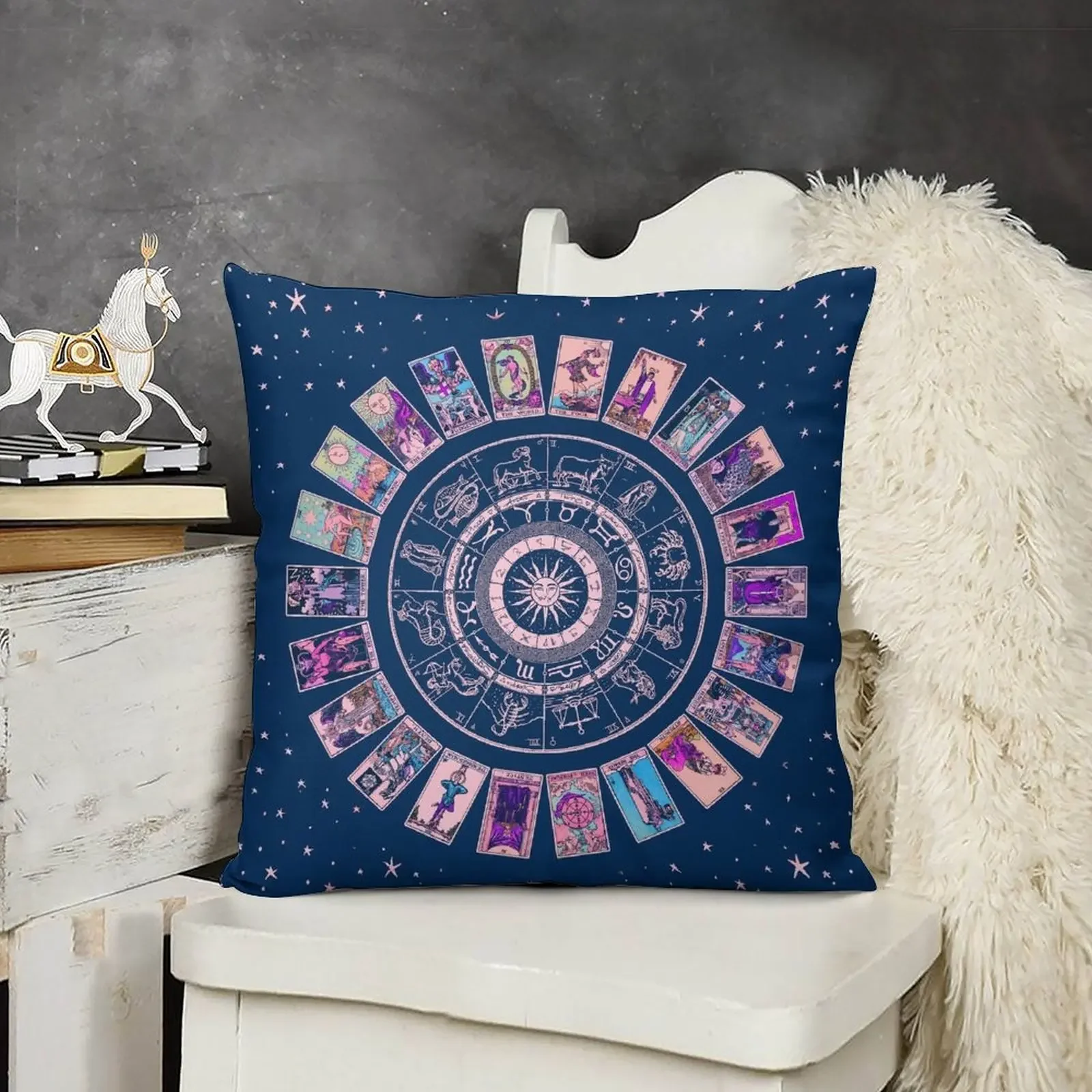 Пастельная готическая подушка зодиака астрологическая карта и основные арканы