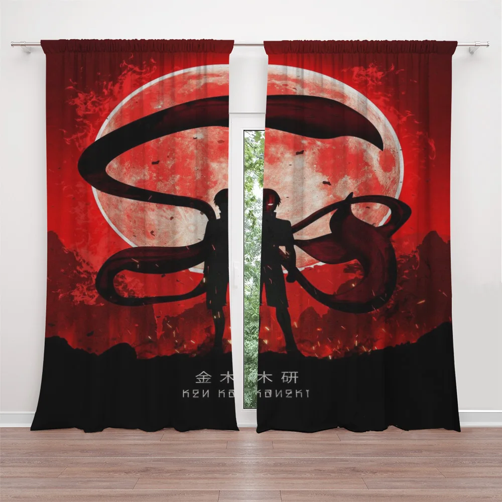 Набор затемняющих штор Kaneki 3d-занавески с узором в стиле Токийский Гуль подходит