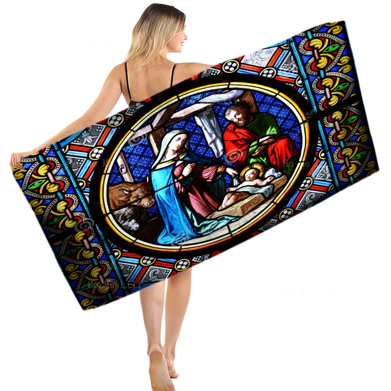 

Christ Cologne Cathedral Altar Painting Stained Glass Nativity Scene Religion Drying Towel By Ho Me Lili Fit Yoga Swimming Use
