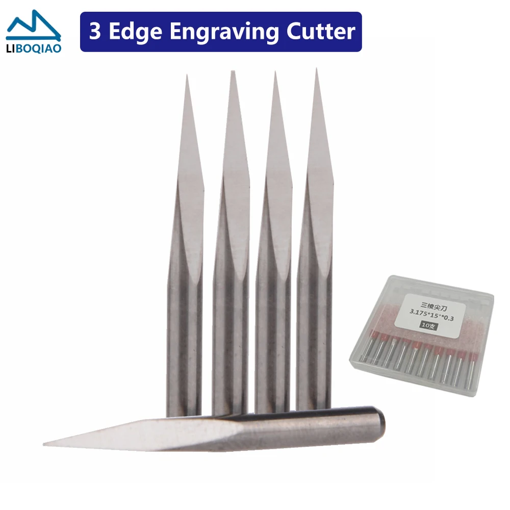 

10pcs CNC Engraving Cutter Router Bit Wood Carving Woodworking Tools 1/8 Inch Shank 15 20 30 45 60 90 Degree 0.1 0.2 0.3 0.4mm