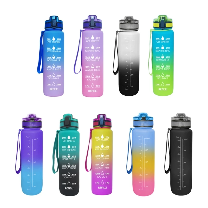 

Sports Drinking Bottle Leak-Proof BPA Free Suitable for Timeline as Drinking Water Reminder with Carry Strap for Outdoor